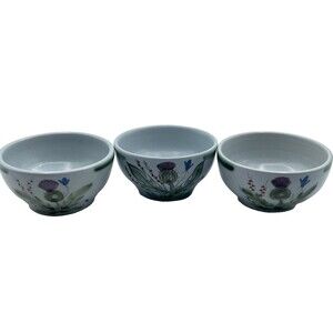 Lot of 3 Buchan Thistle Fruit Sauce Sugar Bowls 3.5" Vintage Thistleware Floral